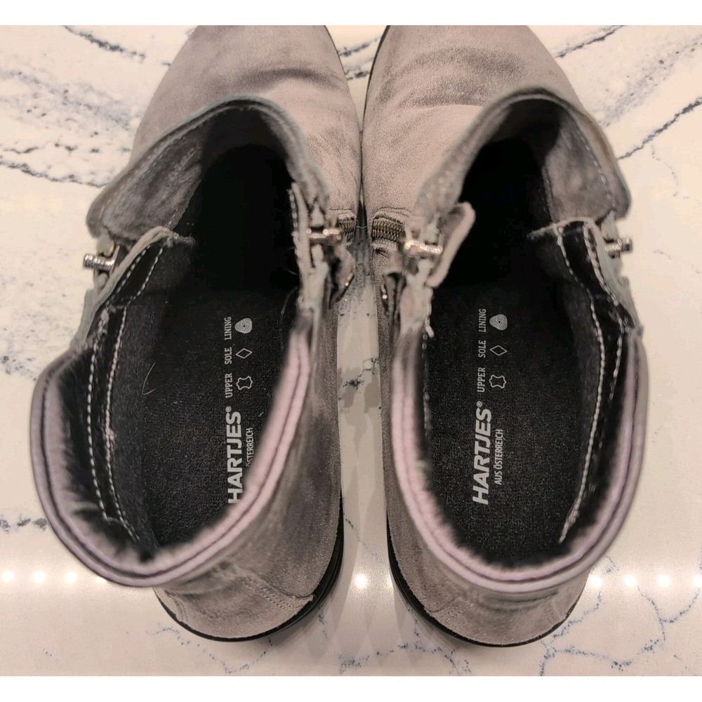 Hartjes XS Ankle Boot Women's Size 6 Gray Suede Side Zip Up Flat Heel - Picture 5 of 7
